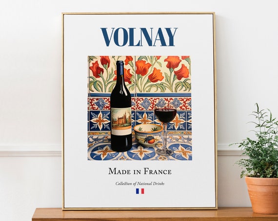 Volnay On Maiolica Tile, Burgundy Beverage Poster
