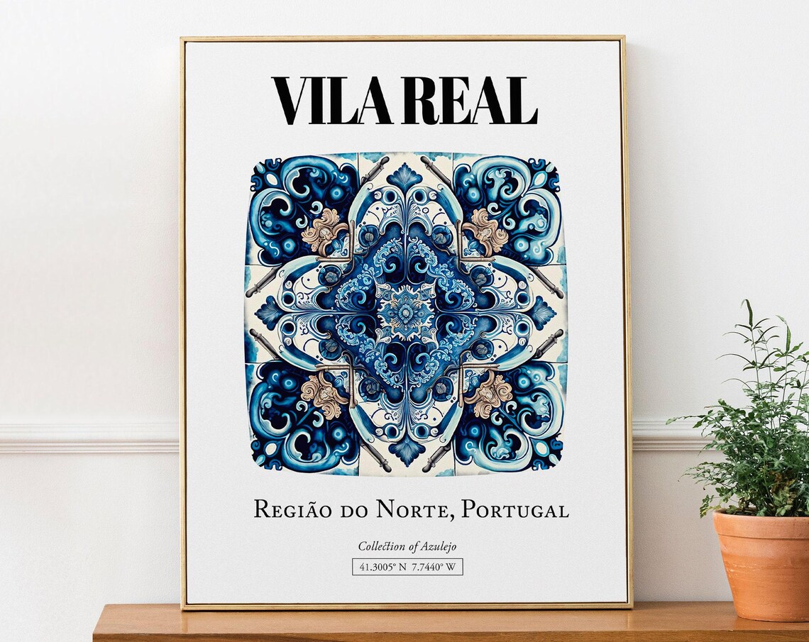 Vila Real, Portugal Traditional Tile Pattern Art Print