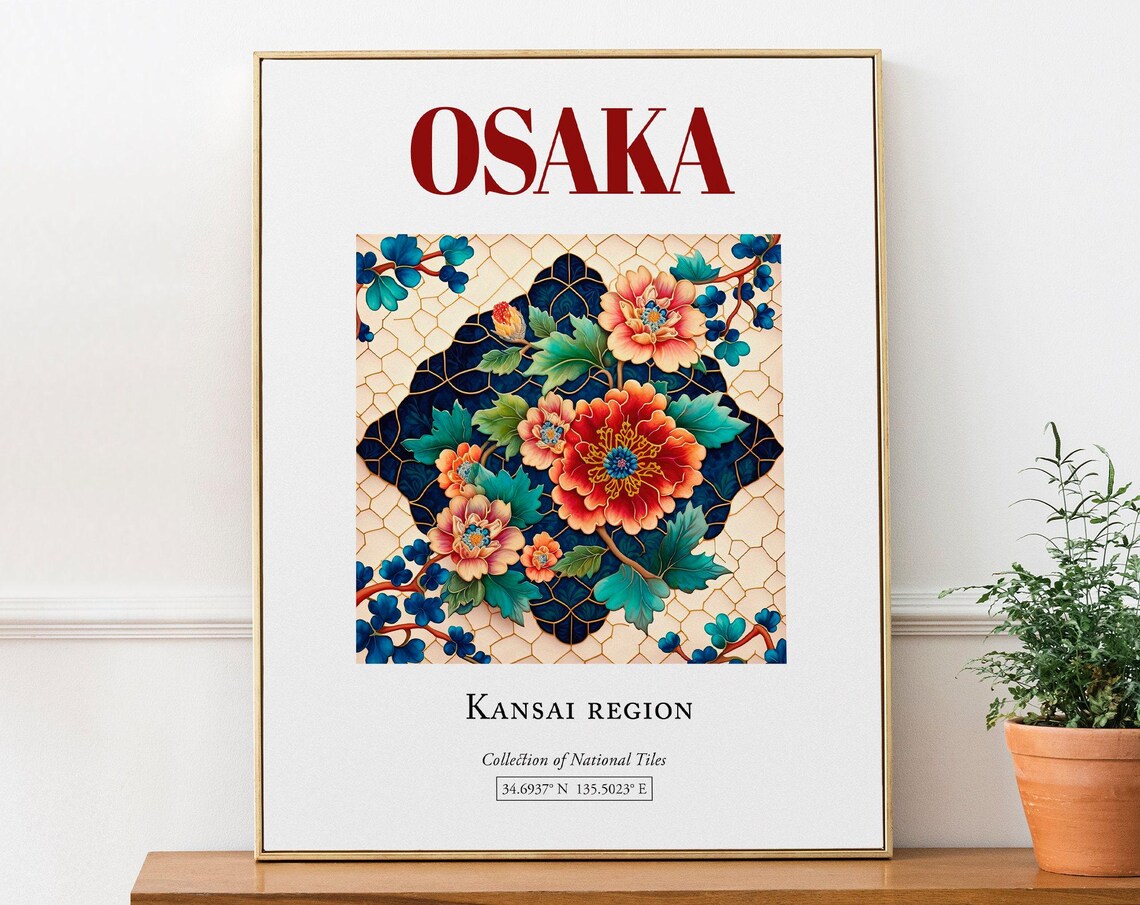 Osaka Japan Traditional Tile Wall Art Poster