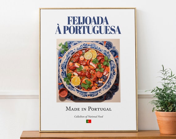 Feijoada Portuguesa Azulejo Tile Plate, Food Poster