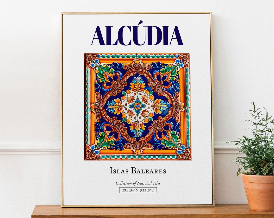 Alcdia Islas Baleares Spain Folk Tile Poster