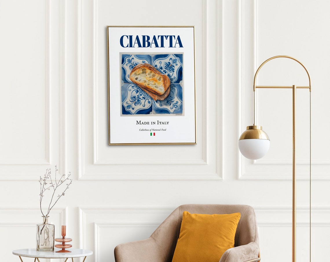 Ciabatta on Maiolica Tile Plate, Italian Food Poster - Image 2