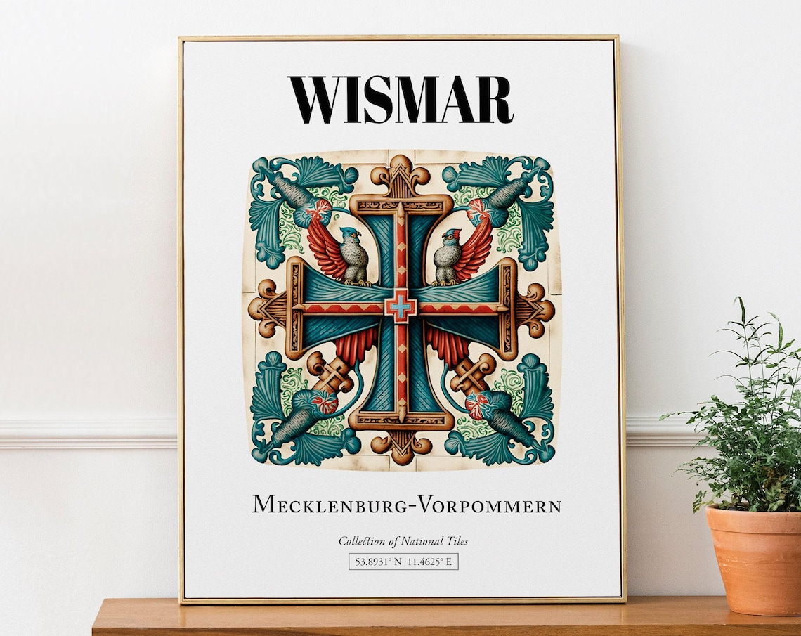 Wismar Germany Traditional Tile Pattern Art Print