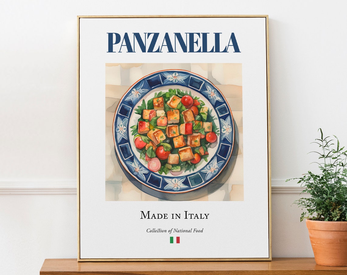 Panzanella on Maiolica Tile Plate, Italian Food Art Print