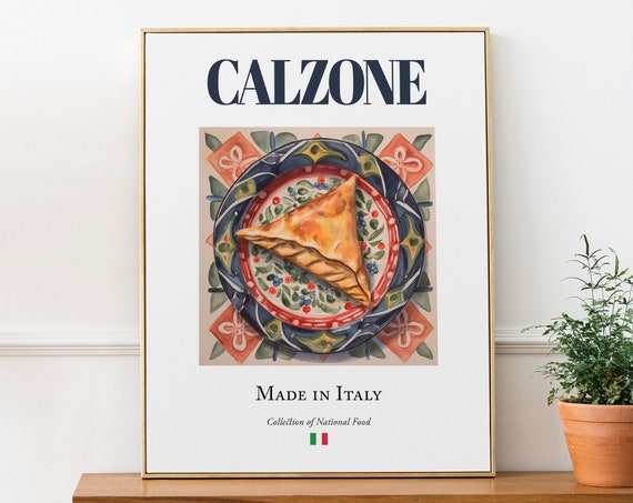 Calzone on Maiolica Tile, Traditional Italian Poster