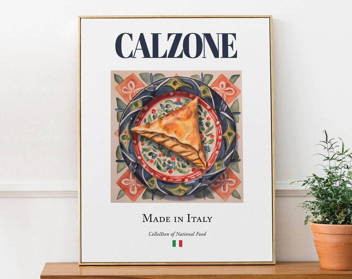 Calzone on Maiolica Tile, Traditional Italian Poster
