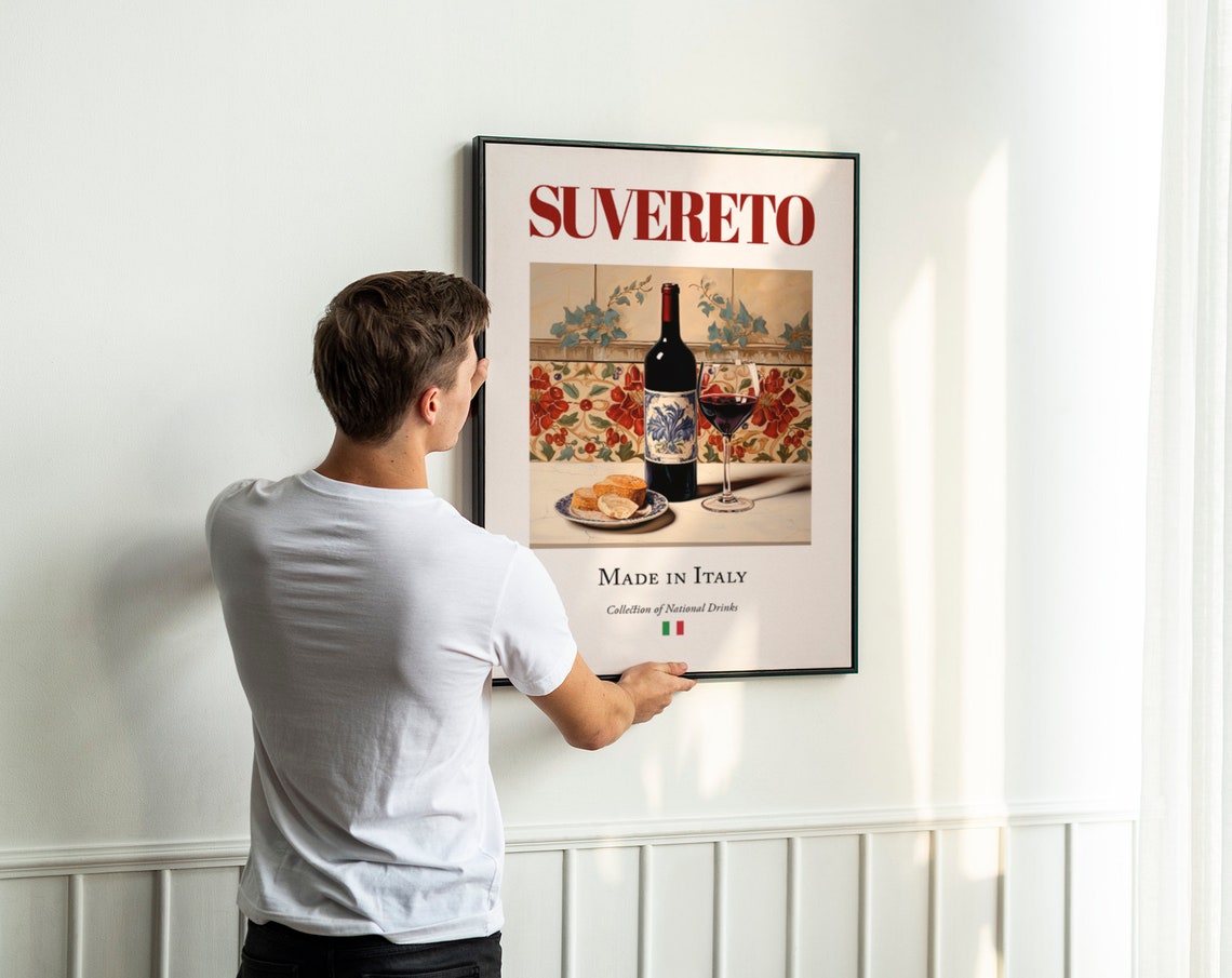 Suvereto Maiolica Tile Beverage Art Print, Italian Kitchen - Image 3