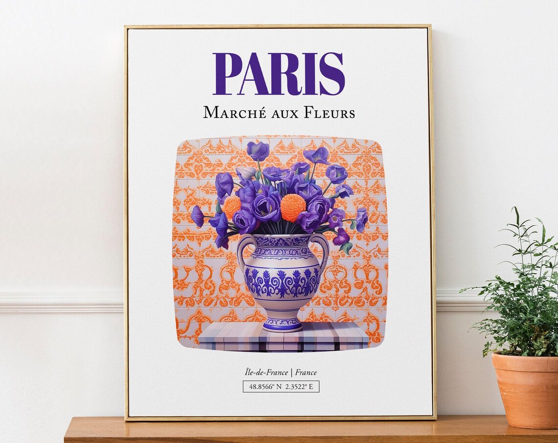 Paris Ledefrance France March Aux Fleurs Violet Bouquet Art Print