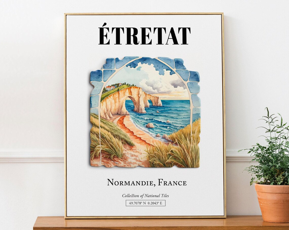 Tretat Normandie France Coastal Landscape Travel Poster