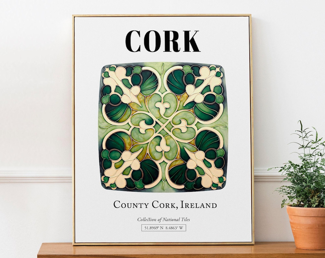 Cork County Ireland Traditional Tile Pattern Art Print