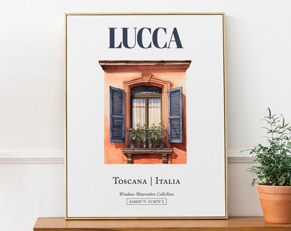 Lucca Toscana Italia Travel Poster, Traditional Window