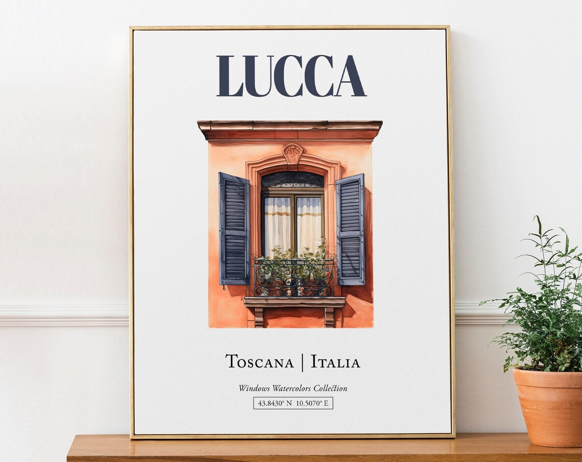 Lucca Toscana Italia Travel Poster, Traditional Window