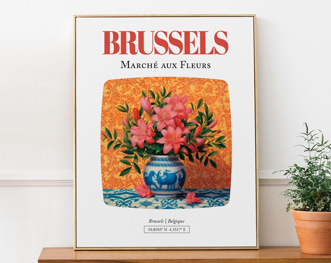 Brussels Belgique March Aux Fleurs Art Print