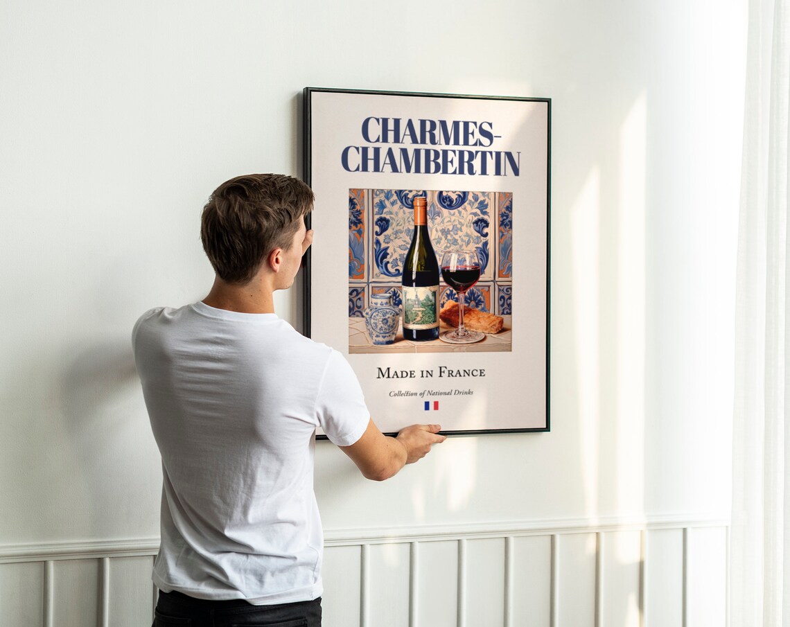 Charmes Chambertin Wine On Maiolica Tile, Poster Print - Image 3