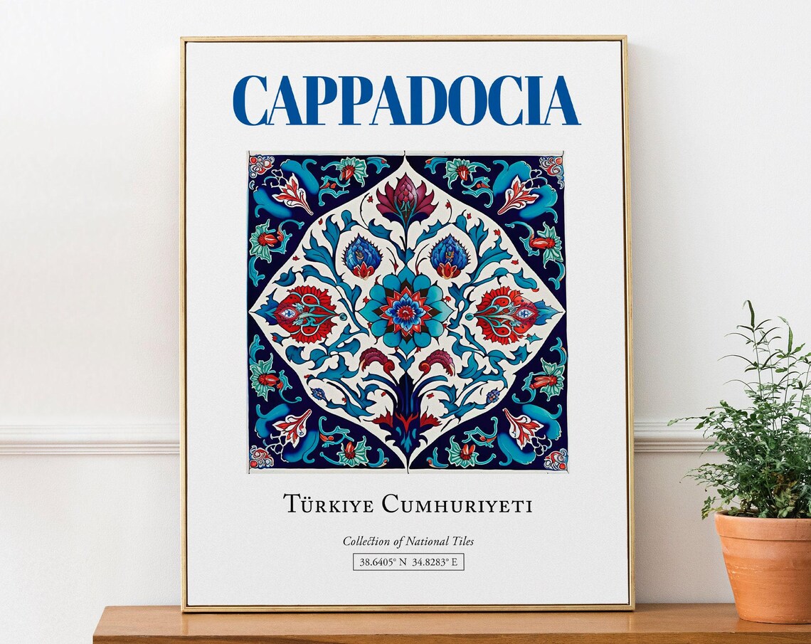 Cappadocia Turkey Minimalist Izmir Tile Travel Poster