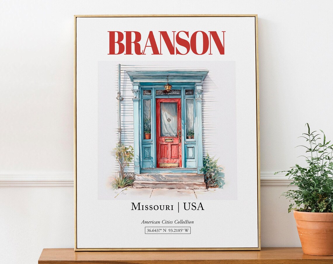 Branson Missouri USA Minimalist Watercolor Travel Poster