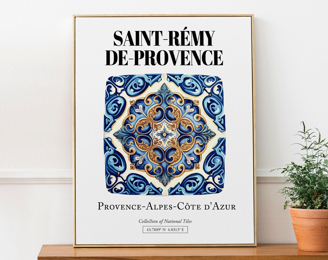 Saintrmydeprovence France Folk Tile Pattern Art Print
