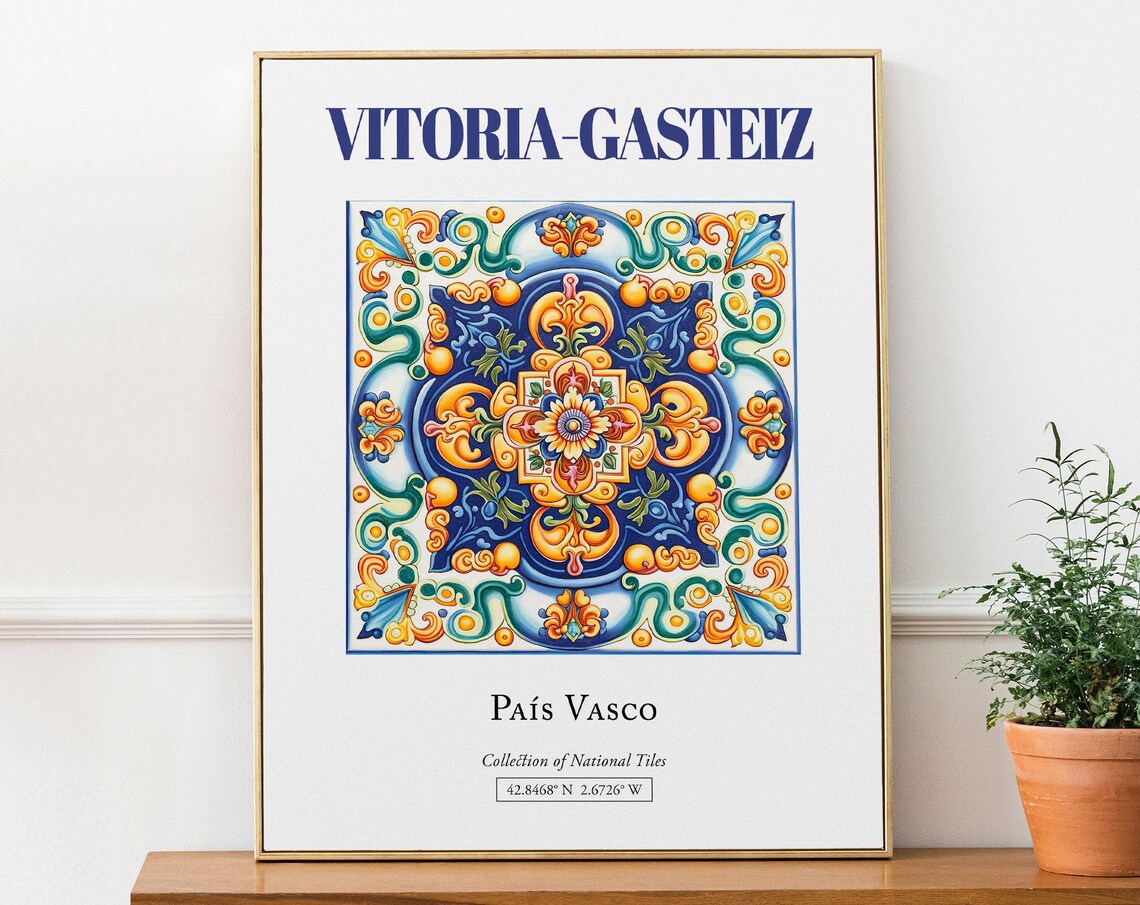 Vitoria-Gasteiz Spain Folk Tile Art Print