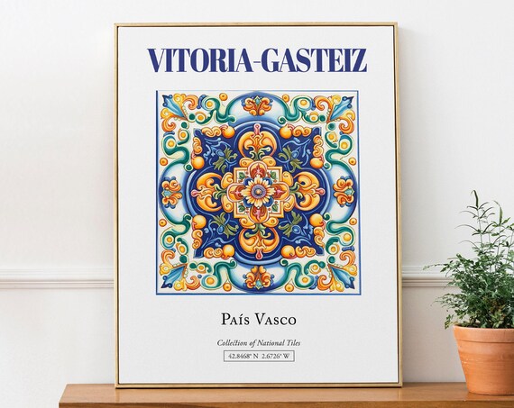 Vitoria-Gasteiz Spain Folk Tile Art Print