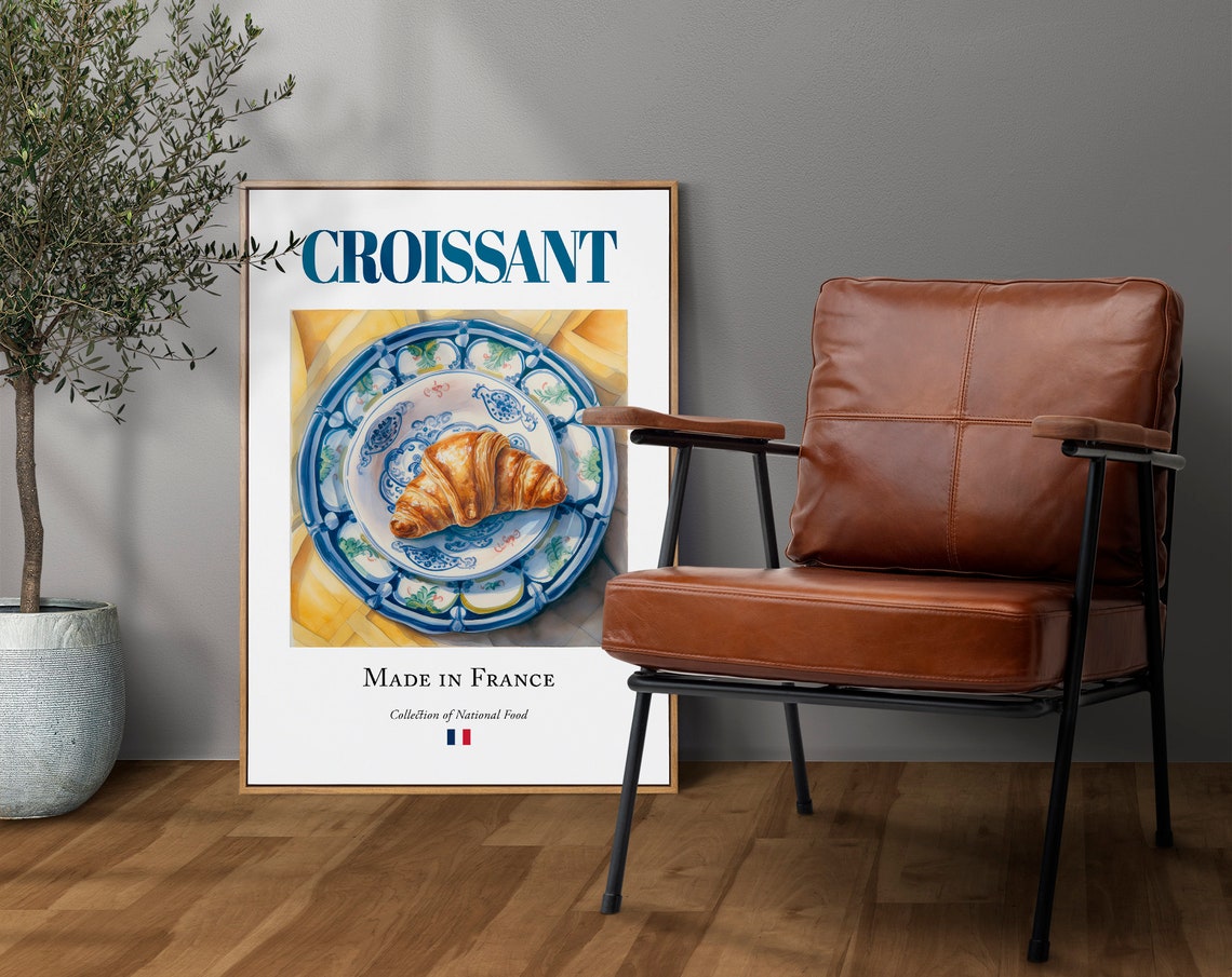 Croissant On Maiolica Tile Plate, Kitchen Wall Art - Image 4