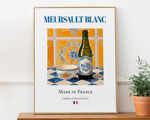 Meursault Blanc Wine On Maiolica Tile, Poster Print
