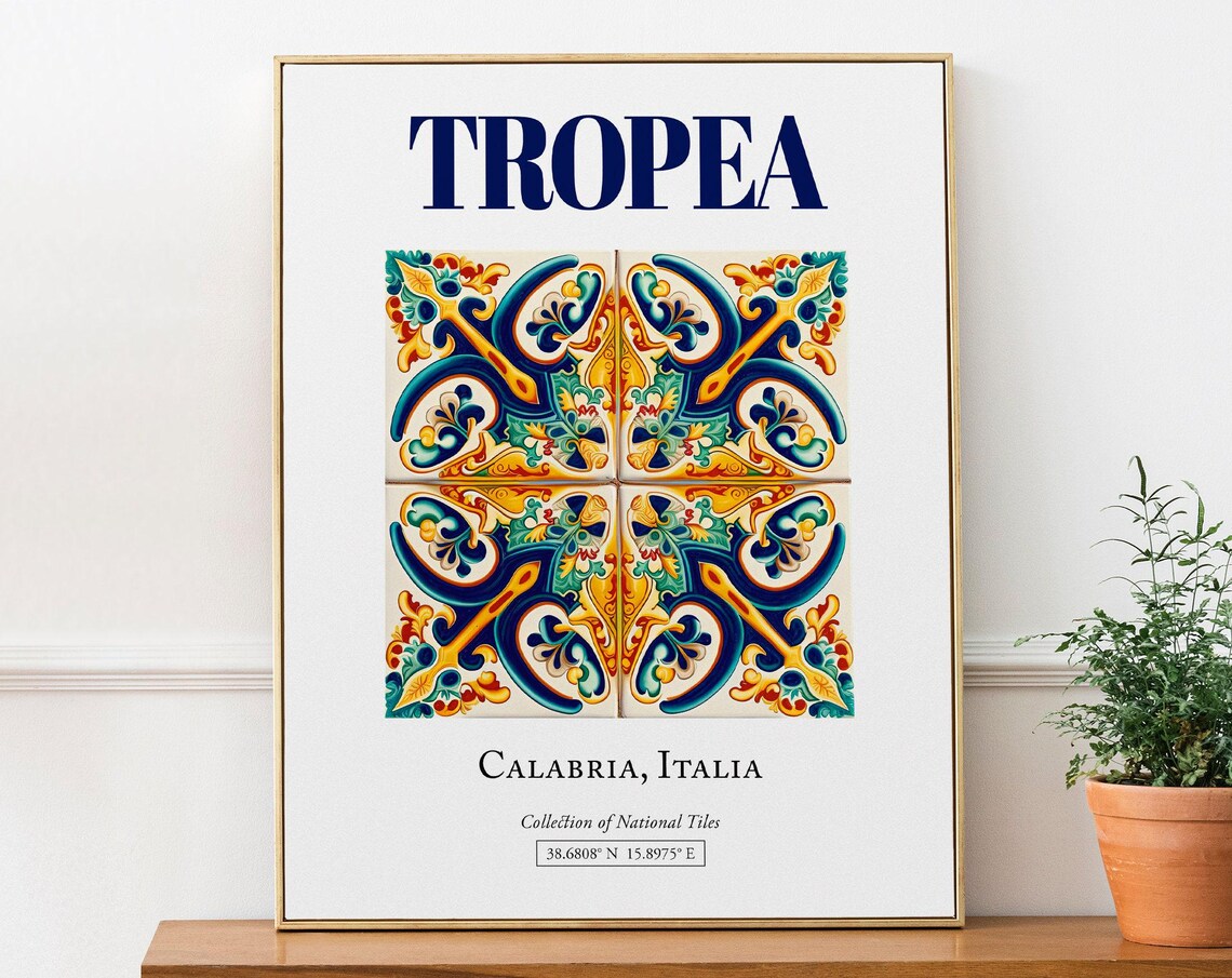 Tropea Calabria Italy Traditional Maiolica Tile Travel Poster