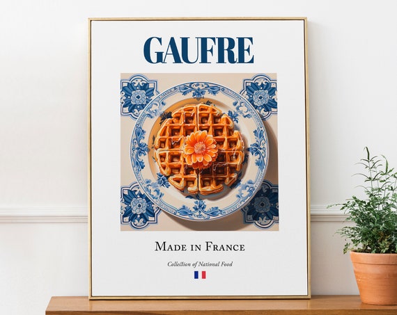Gaufre on Maiolica Tile Plate, French Food Art Print