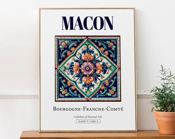 Macon Bourgognefranchecomt France Folk Tile Art Print