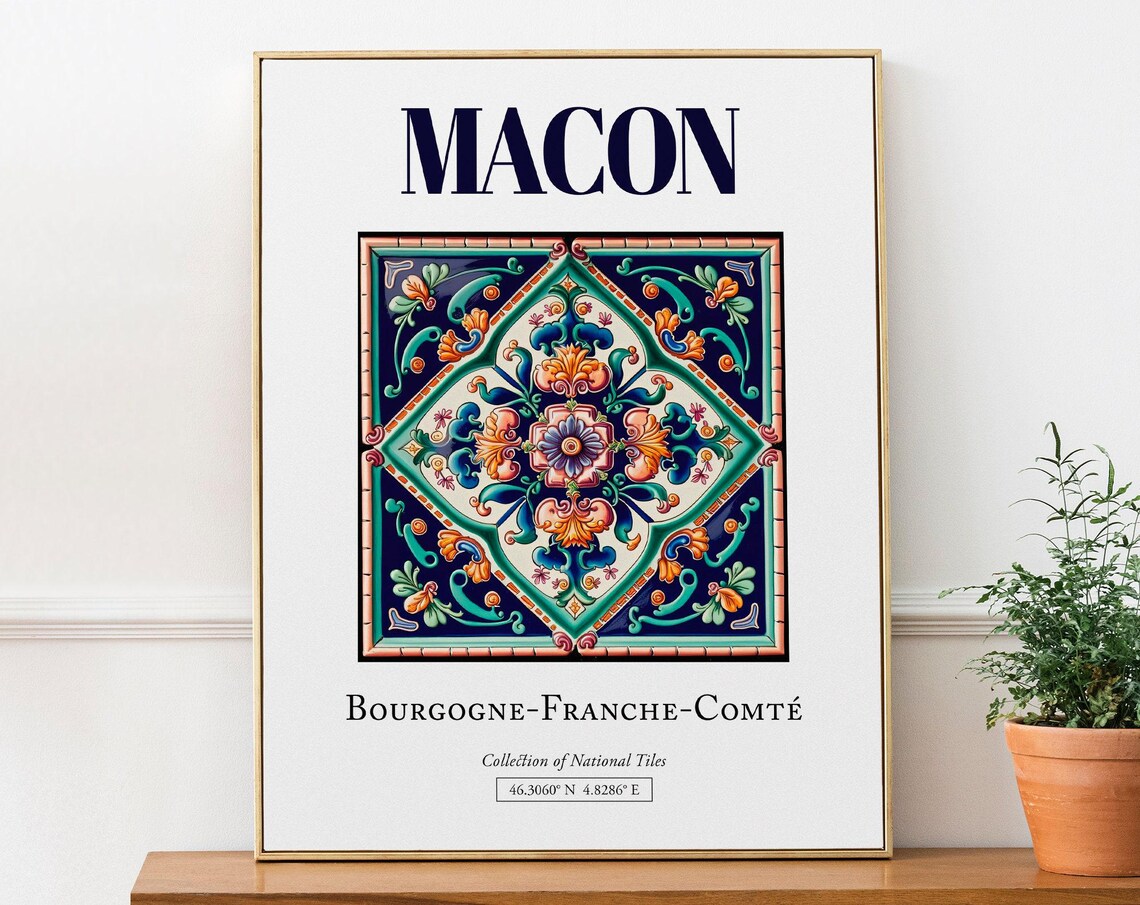 Macon Bourgognefranchecomt France Folk Tile Art Print