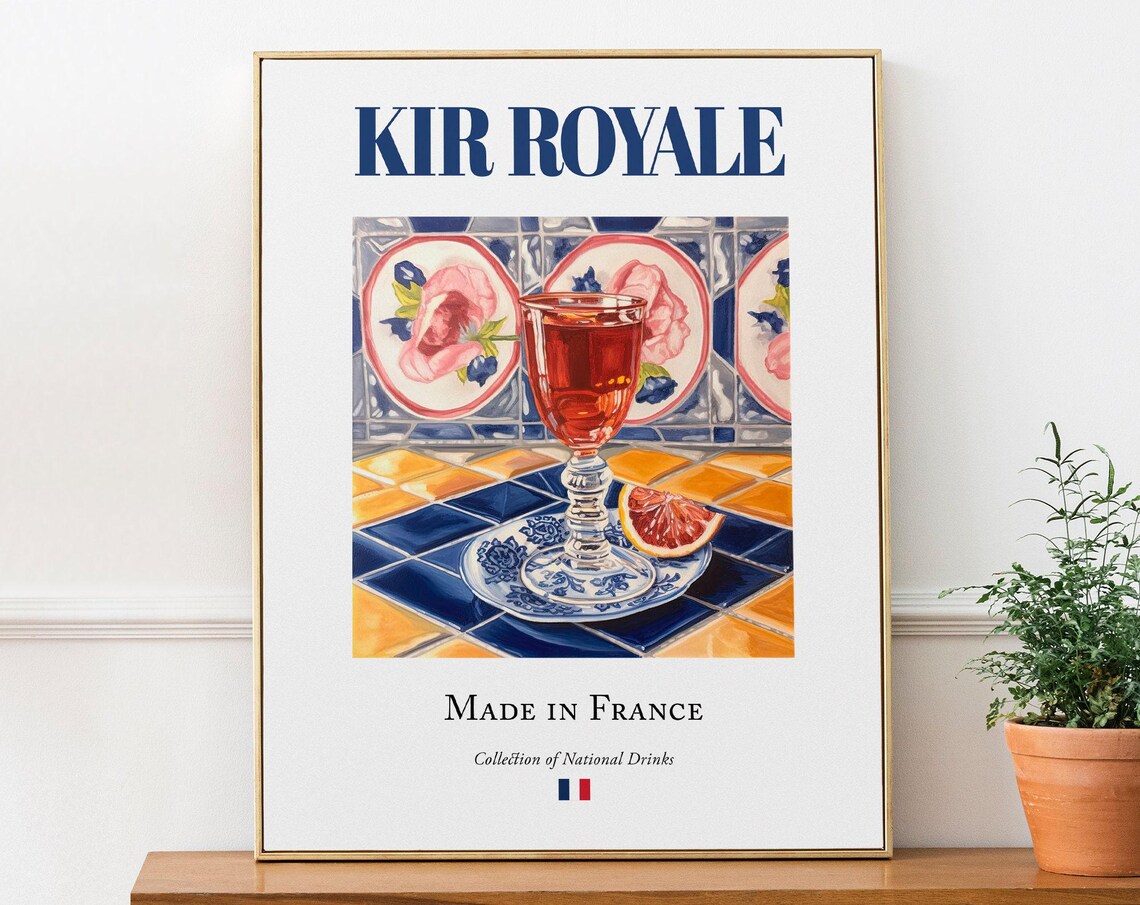Kir Royale On Maiolica Tile, French Traditional Poster