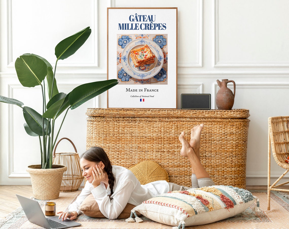 Gâteau Mille Crêpes on Maiolica Tile Plate Art Print - Image 2