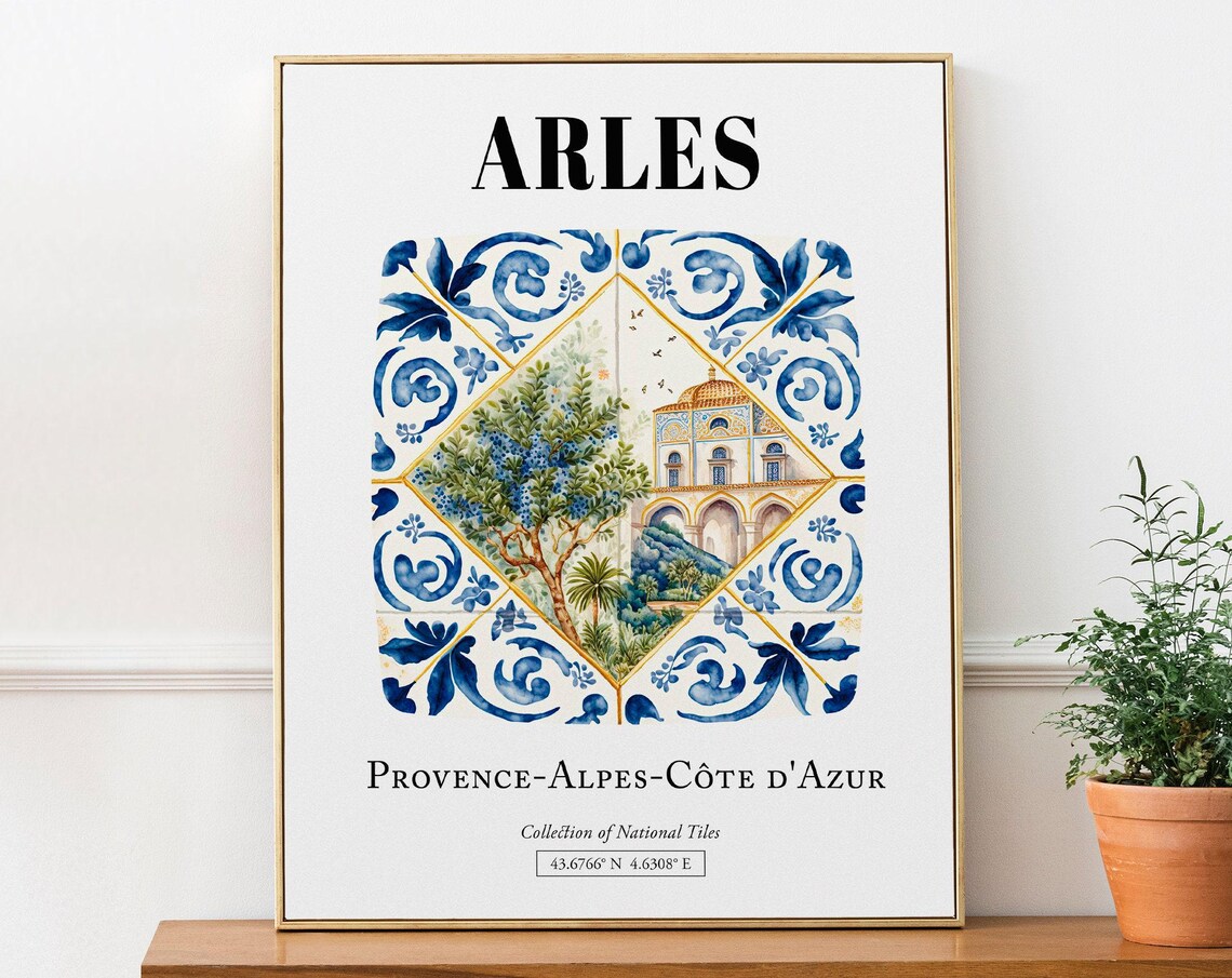 Arles Provence France Tile Pattern Travel Poster