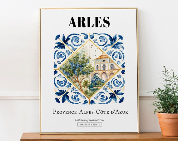 Arles Provence France Tile Pattern Travel Poster