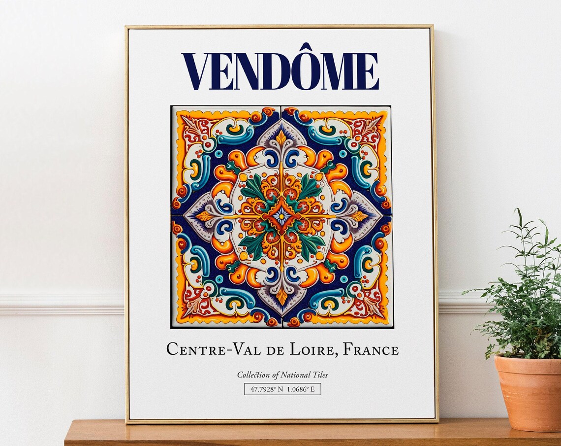 Vendme Centre-Val De Loire France Folk Tile Art Print