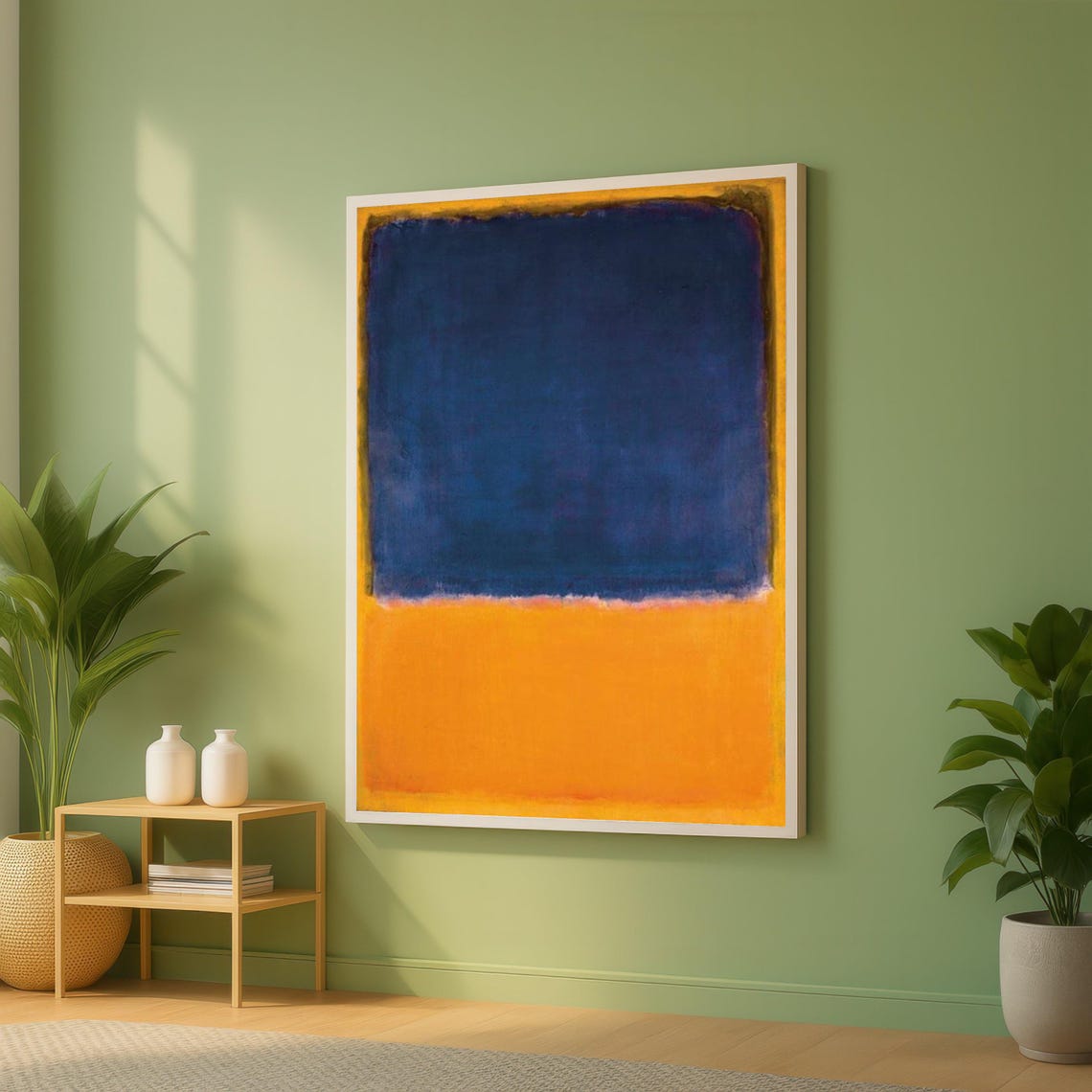 Rothko Style Blue and Orange Color Field Abstract Canvas Art Poster