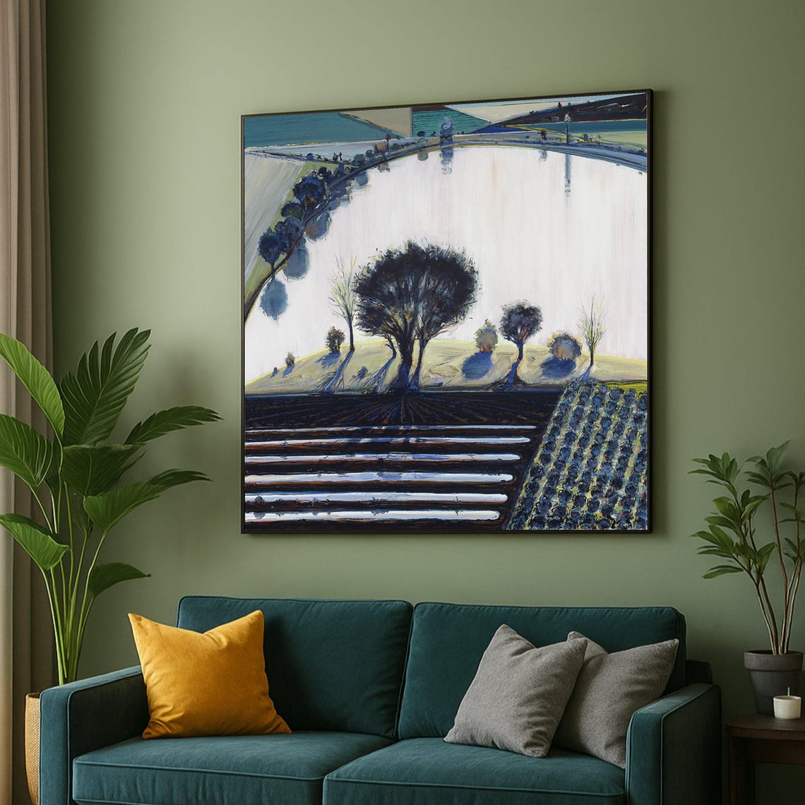 Tree by the Road Abstract Pop Art Landscape Painting Print Decor