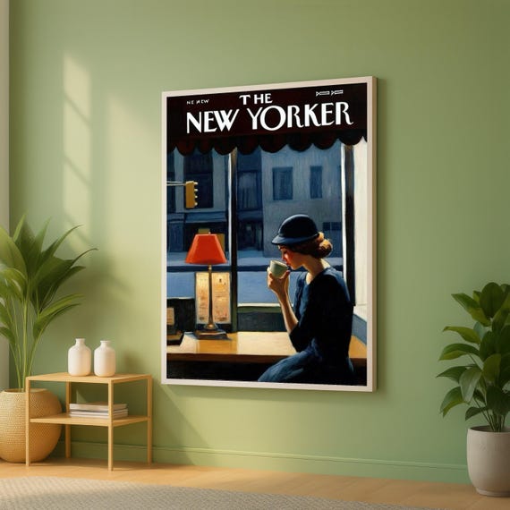 Edward Hopper Art Quiet Cafe Moment Canvas Vintage Woman Drinking Coffee New Yorker Wall Urban Scene Cozy Home Decoration