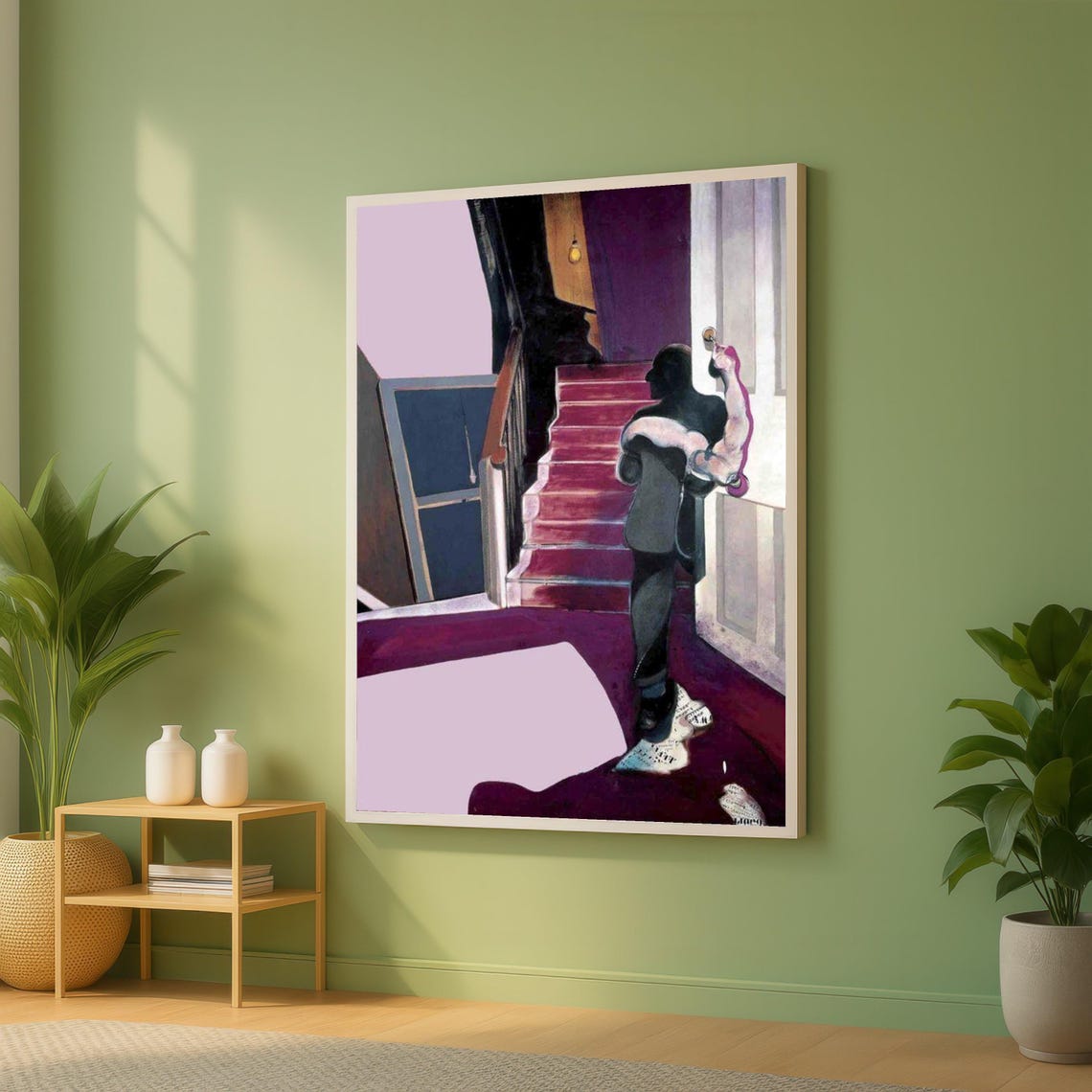 Francis Bacon Style Purple Staircase Dark Figure Surreal Poster