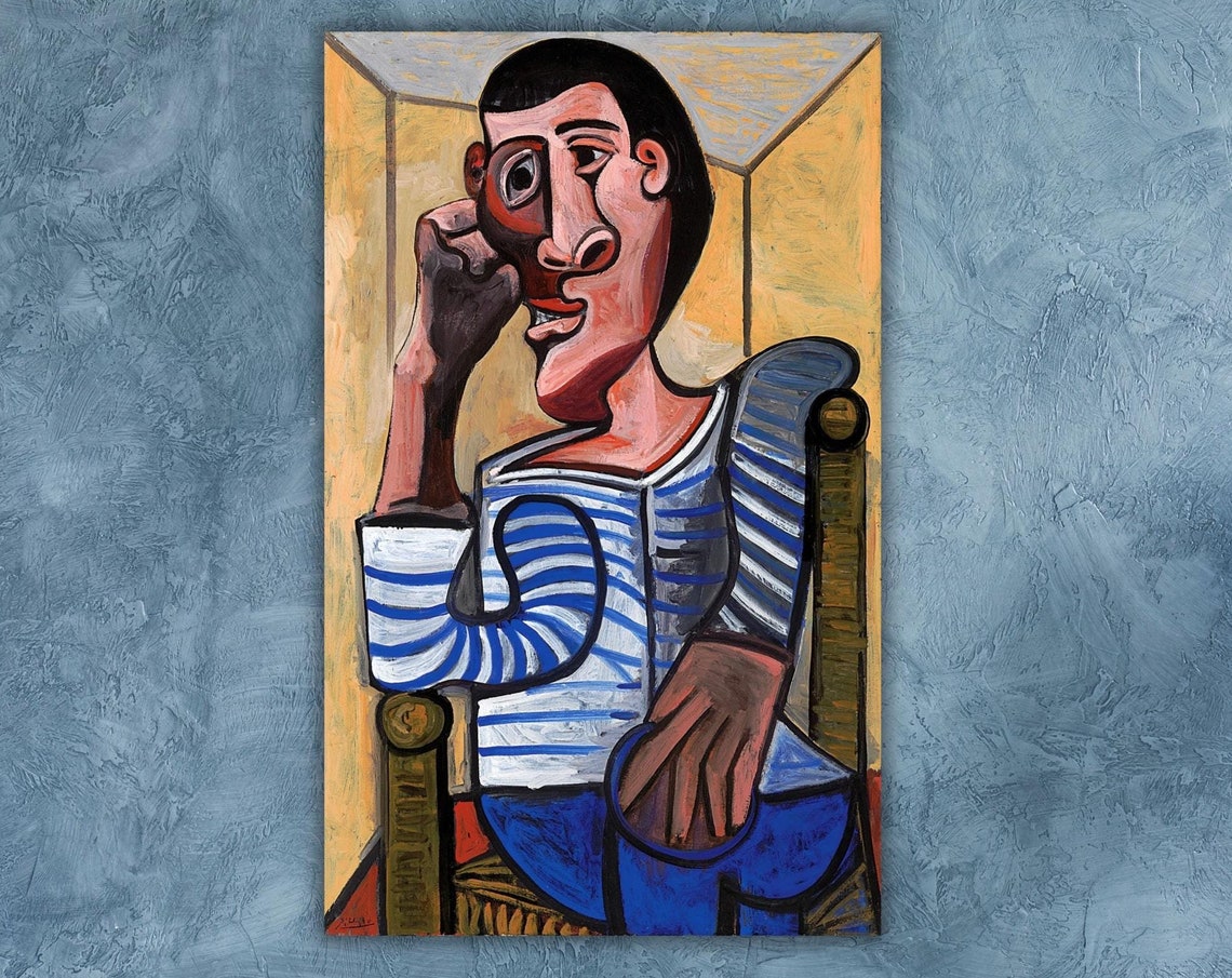Pablo Picasso The Sailor 1943 Cubist Striped Shirt Portrait Art Poster