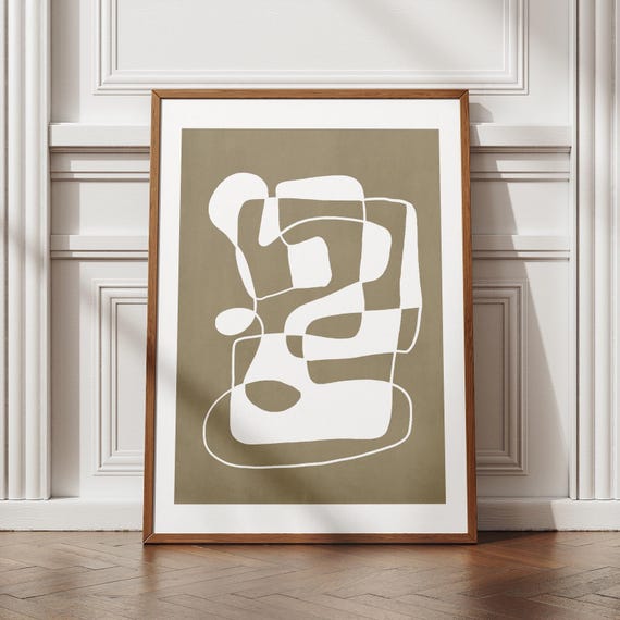 Modern Abstract Line Art Neutral Geometric Wall Print Minimalist Scandi Decor Midcentury Poster