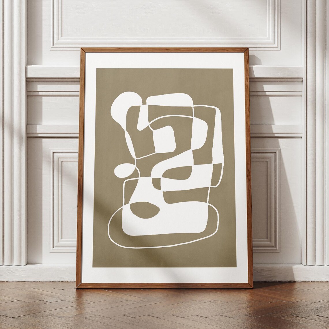 Modern Abstract Line Art Neutral Geometric Wall Print Minimalist Scandi Decor Midcentury Poster