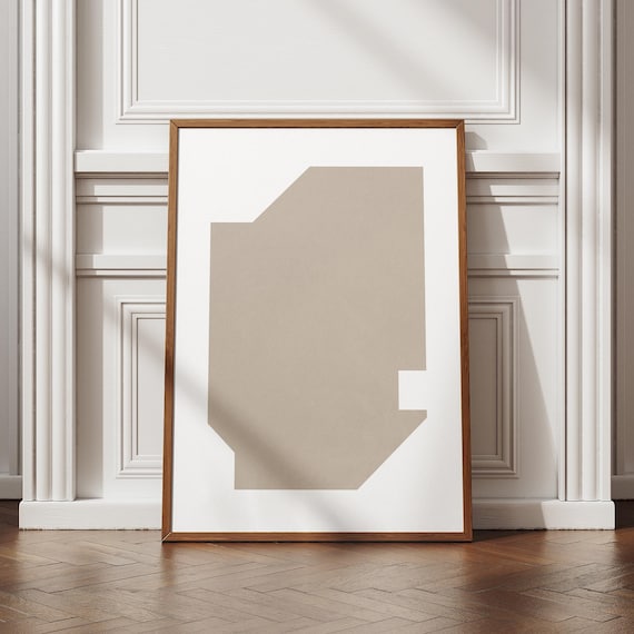 Japandi Geometric Wall Art Beige Abstract Poster Minimalist For Modern Home Office Scandinavian Interior Decor