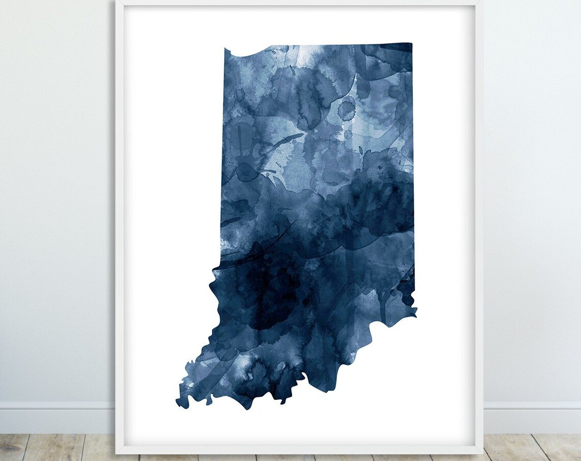 Indiana State Map Watercolor Silhouette, Poster