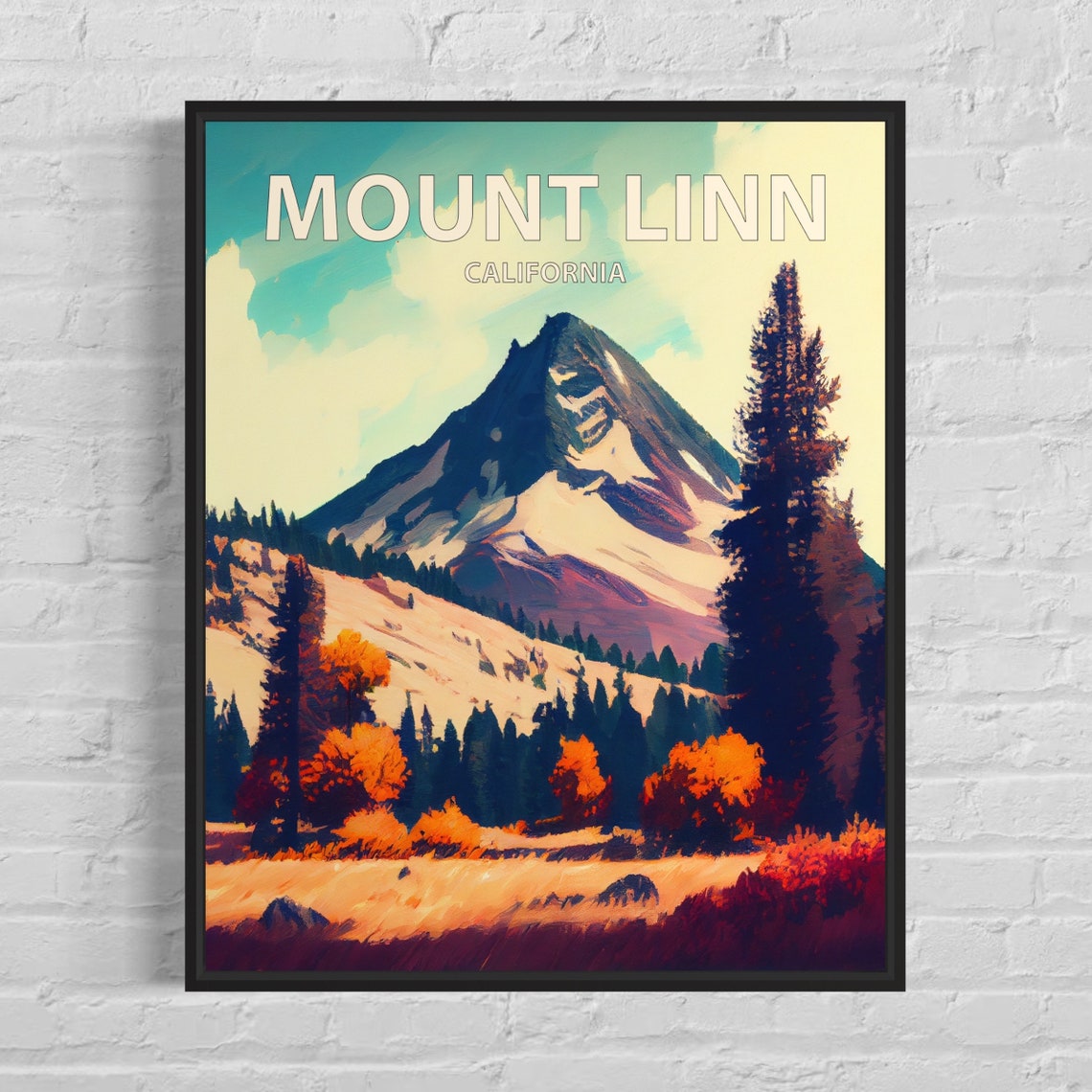 Mount Linn California Conical Peak Evergreen Forest Sunset Poster