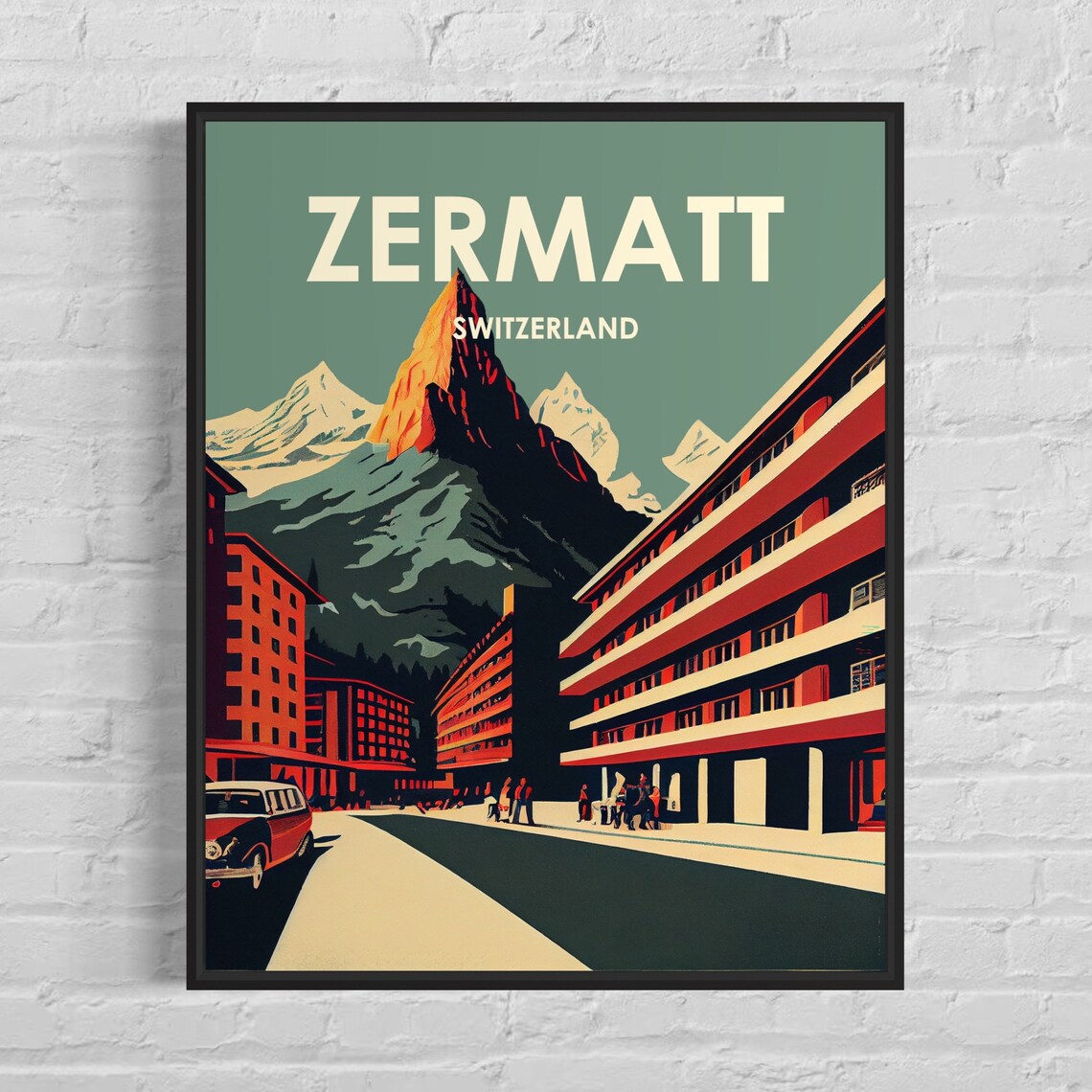 Zermatt Switzerland Matterhorn Peak Alpine Village Street Poster