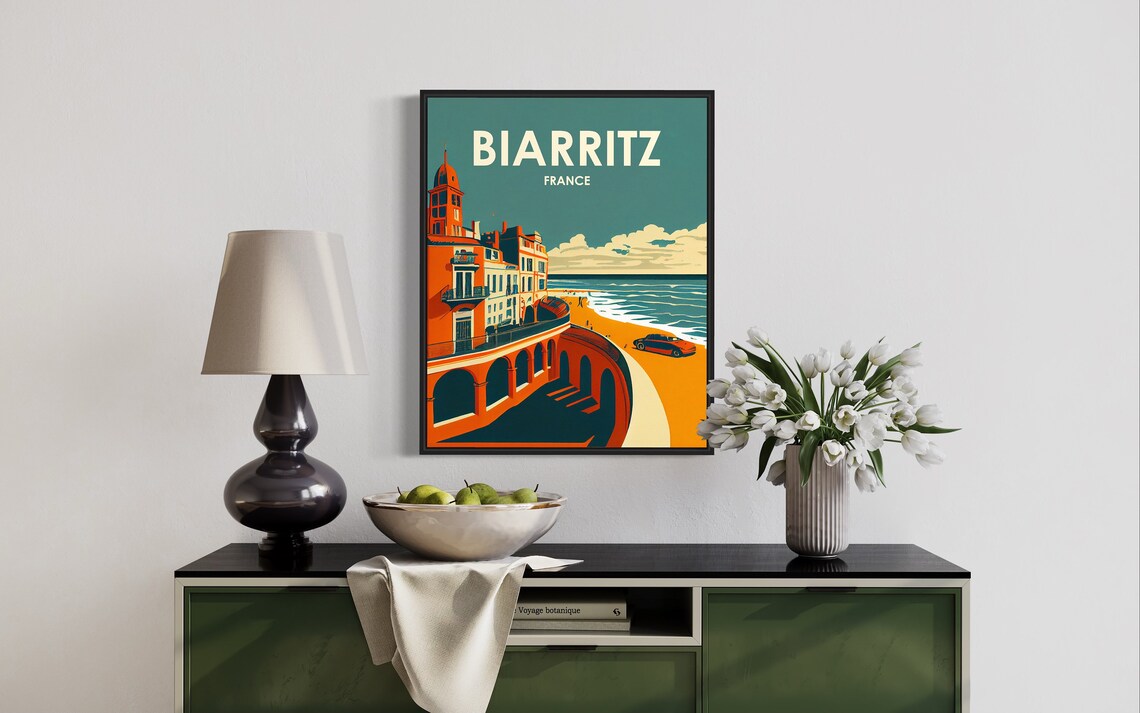 Biarritz France Seaside Promenade Beach Vintage Travel Poster - Image 3