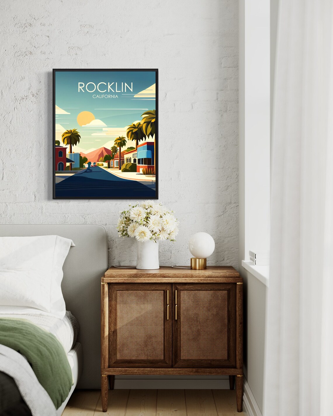 Rocklin California Palm Lined Sunset Street Vintage Travel Poster - Image 3