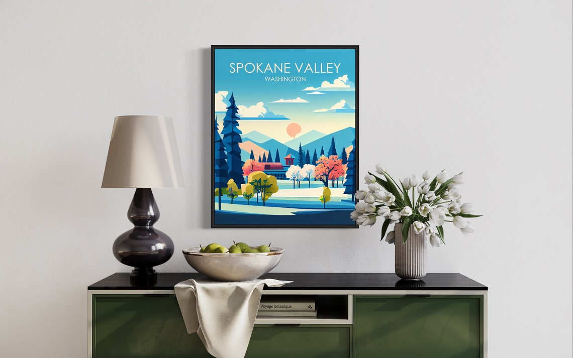 Spokane Valley Washington Evergreen Valley Spring Art Poster - Image 3