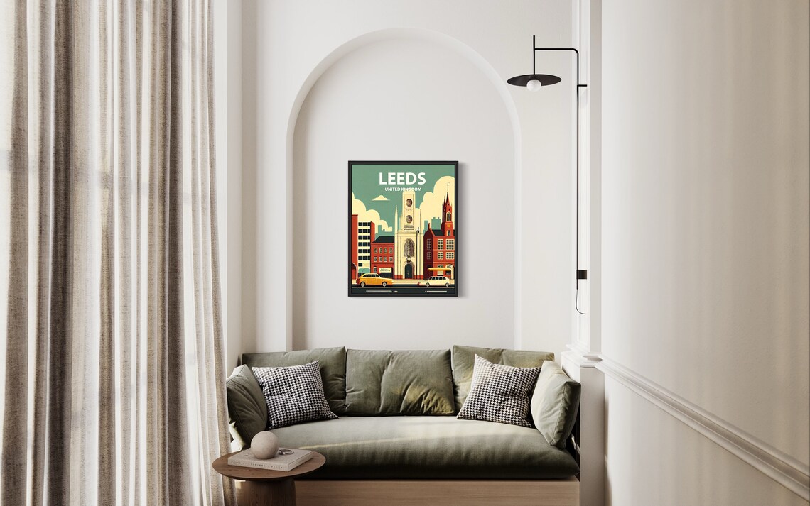 Leeds United Kingdom Historic City Center Retro Travel Poster - Image 2