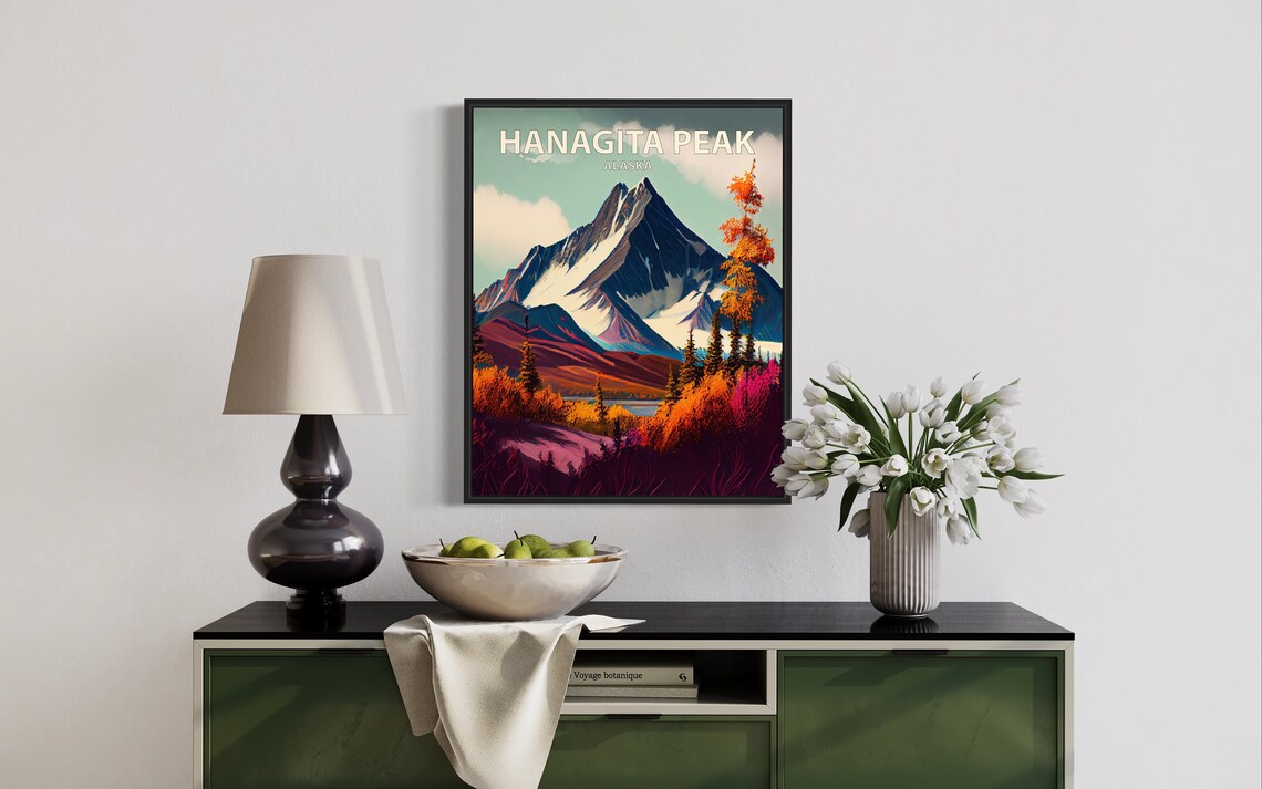Hanagita Peak Alaska Twin Glaciers Over Red Autumn Tundra Poster - Image 3